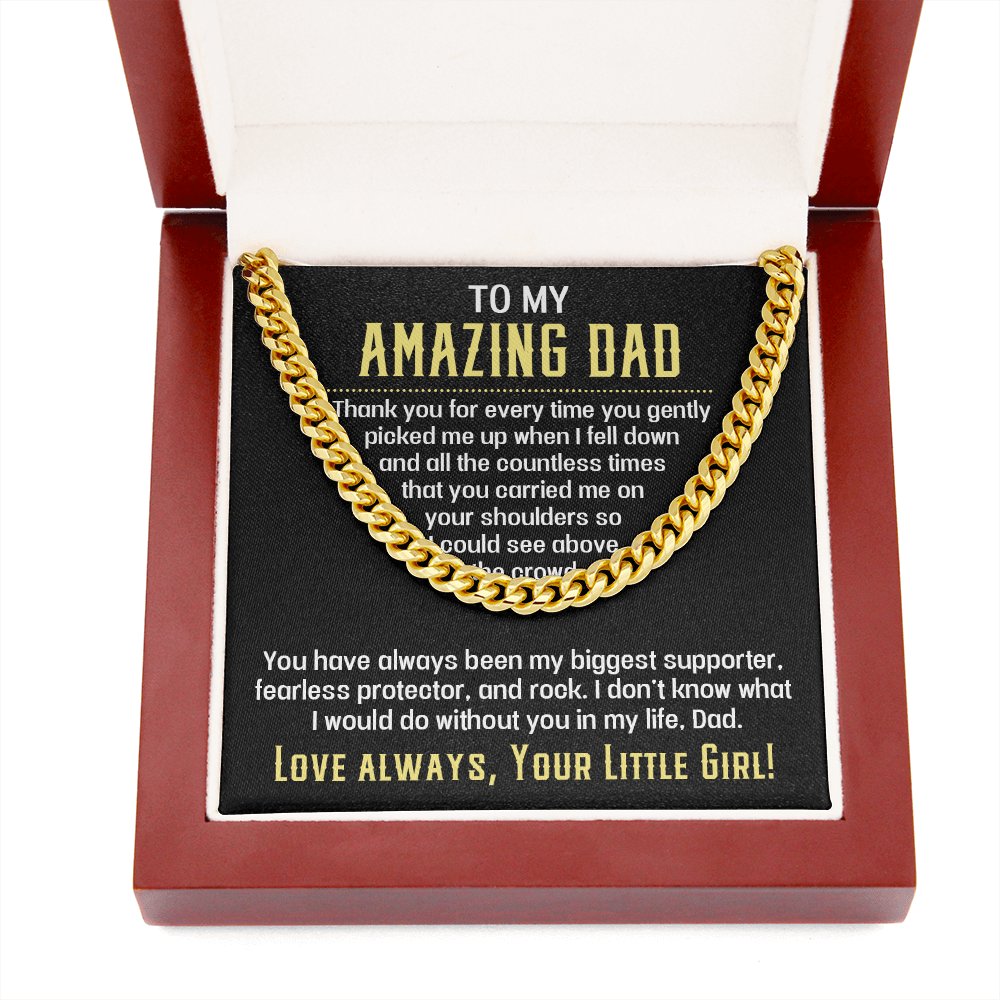 To My Amazing Dad Message Card Necklace Jewelry Gift from Daughter, Thank You Message Birthday Father's Day Sentimental Pendant Present 214b