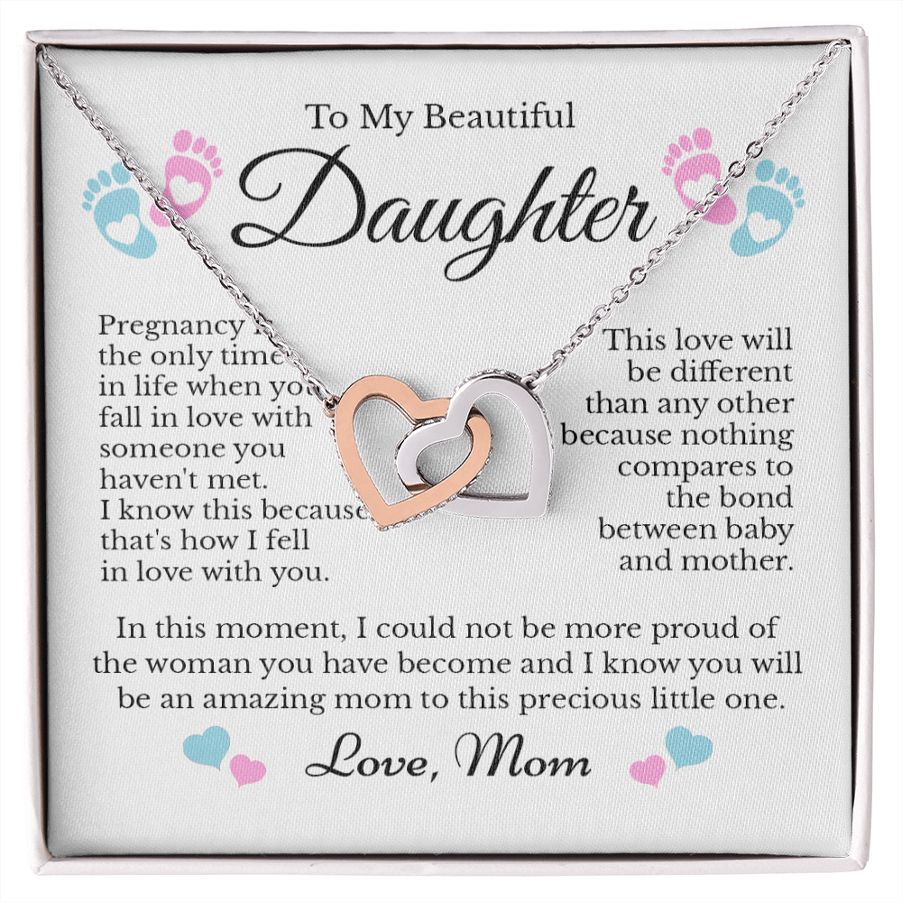 First Time Mom Gift for Daughter from Mother Message Card Necklace Jewelry, Baby Shower Present Ideas, Pregnancy Meaningful Pendant 198c