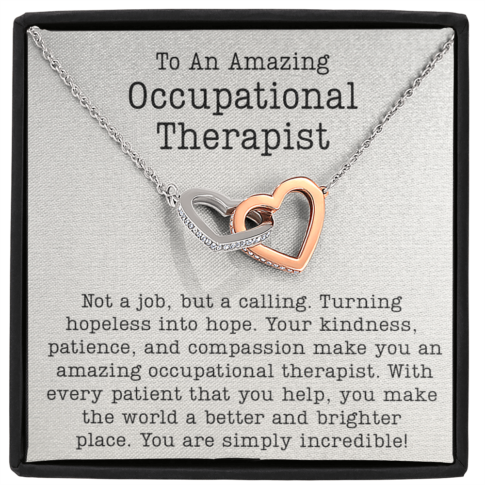 Occupational Therapist Message Card Necklace Gifts, OT Appreciation Gift Pendant Ideas, Best Occupational Therapist Present for Women 187b