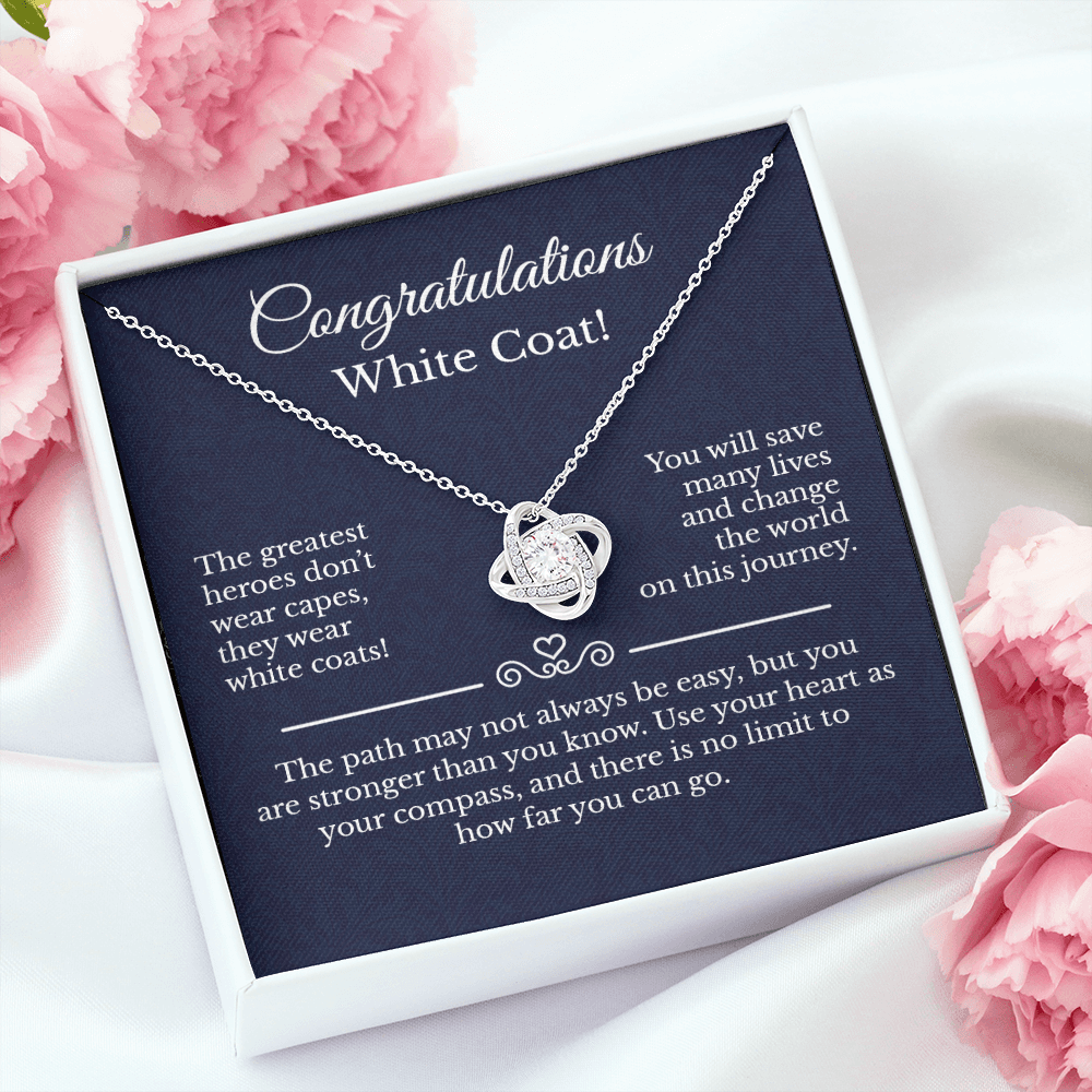 Congrats White Coat Ceremony Medical School Grad Message Card Necklace Jewelry, Congratulations Women Doctor Pendant Gift Present Idea 215b