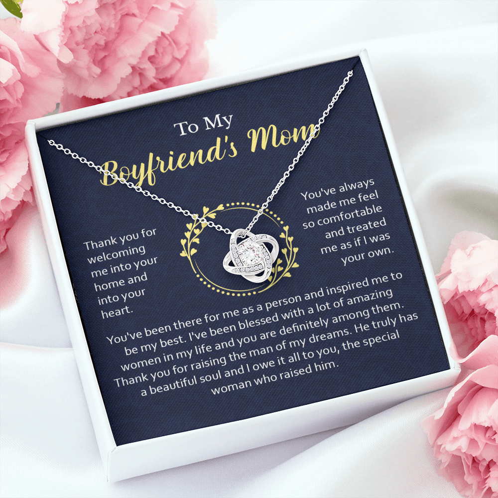 To My Boyfriend's Wonderful Mom Message Card Necklace Jewelry Mother's Day Birthday Christmas Present Idea, Thank You Appreciation Pendant D