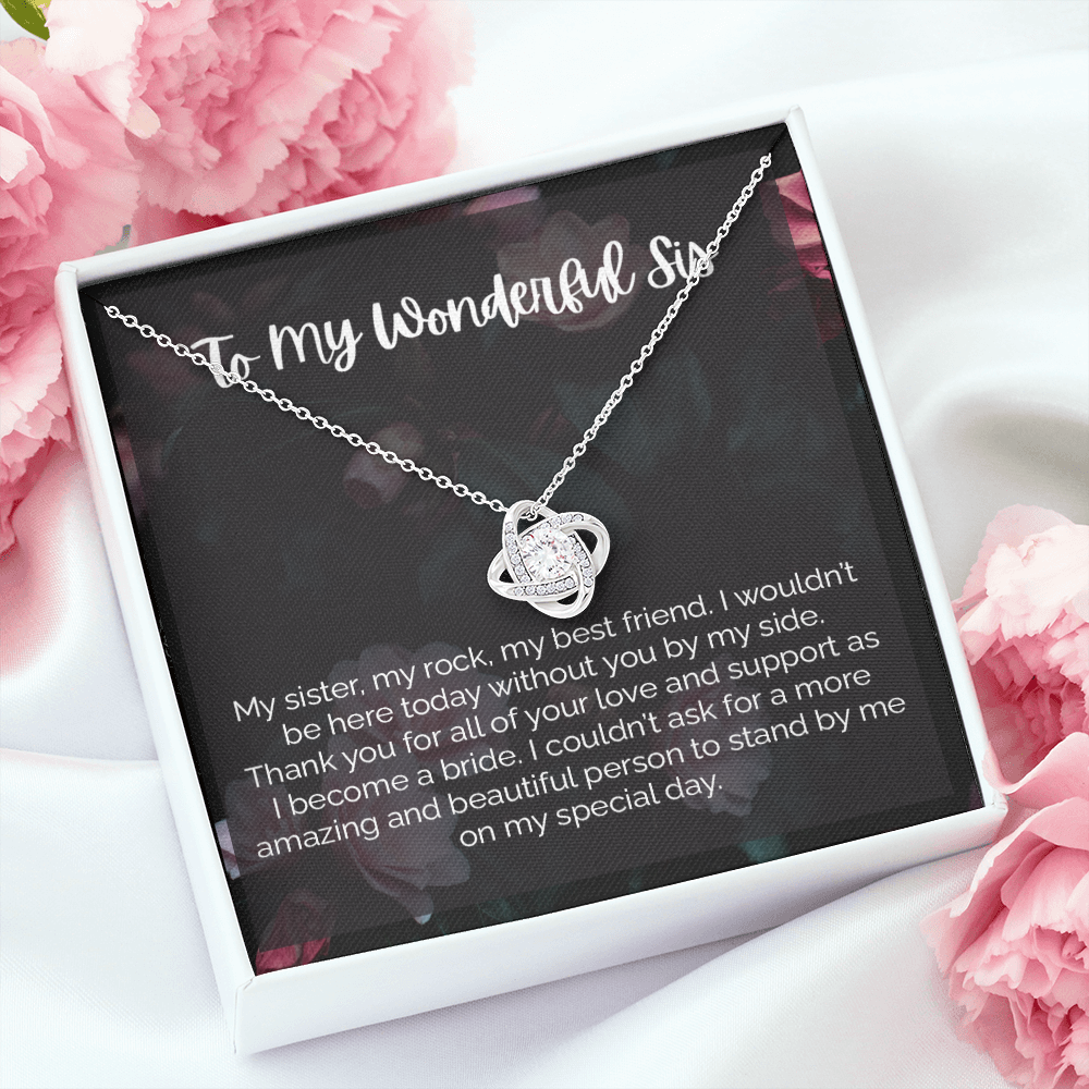 Sister of the Bride Message Card Necklace Jewelry, To My Sister Meaningful Present Idea from Bride, Soul Sister Appreciation Pendant 123c