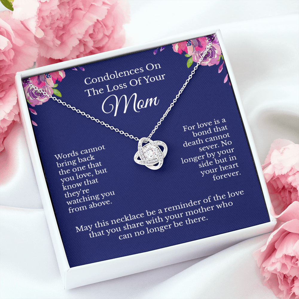 Loss of Mom Sympathy Memorial Message Card Necklace Jewelry, In Loving Memory of Loved One Funeral Bereavement RIP Pendant Present Idea 239d