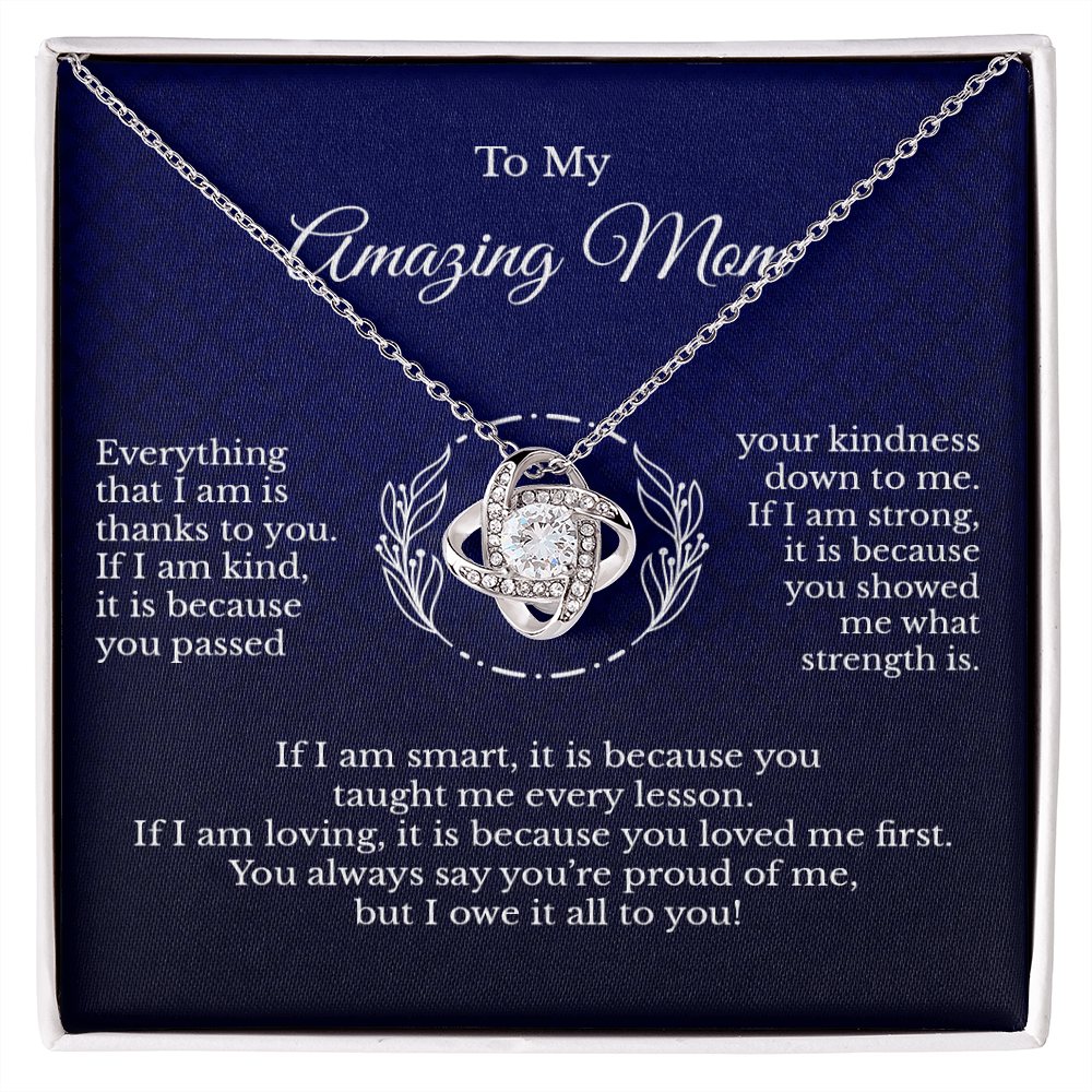 To My Amazing Mom Appreciation Message Card Necklace Jewelry from Child, Thank You Mama Sentimental Present Idea, Thoughtful Pendant 219a