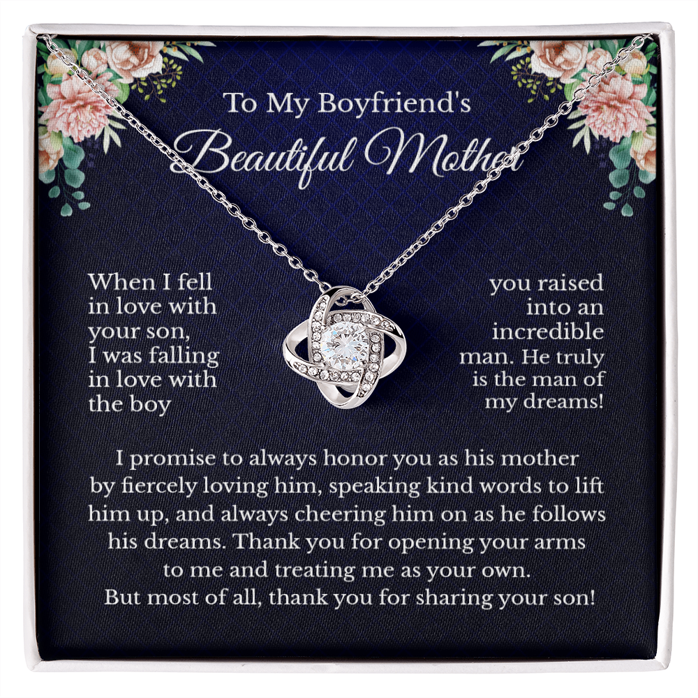 To My Boyfriend's Wonderful Mother Floral Message Card Necklace Jewelry, Mother's Day Birthday Christmas Pendant Present Idea For Future MIL A
