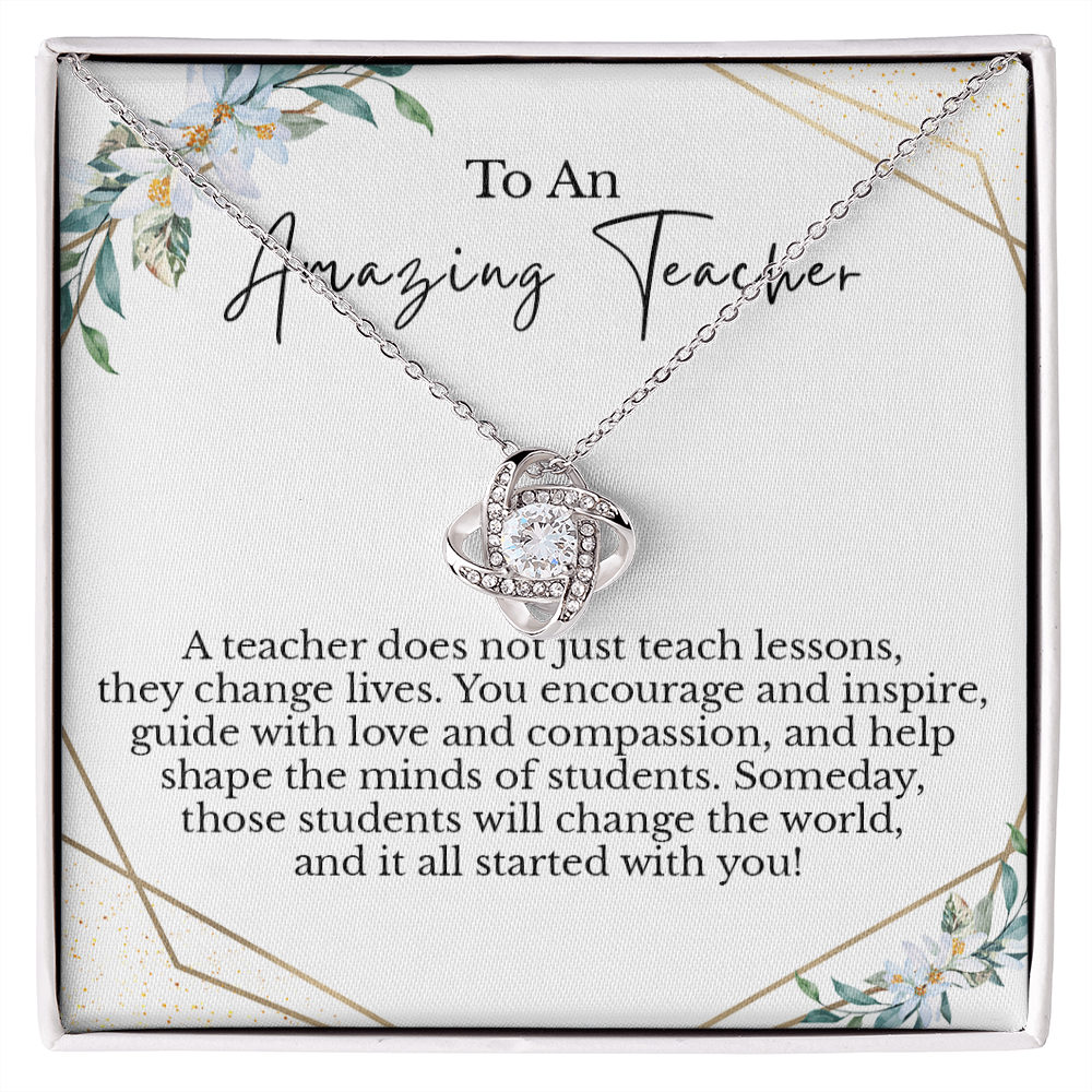 Teacher Appreciation Message Card Necklace Jewelry, Teacher's Day Mentor Gratitude Necklace Present Idea, Thank You Pendant for Women 213a