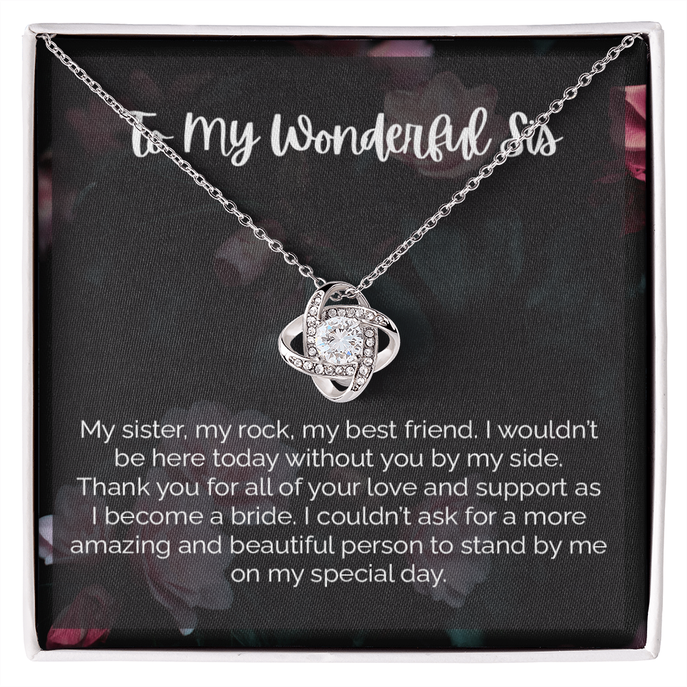 Sister of the Bride Message Card Necklace Jewelry, To My Sister Meaningful Present Idea from Bride, Soul Sister Appreciation Pendant 123c