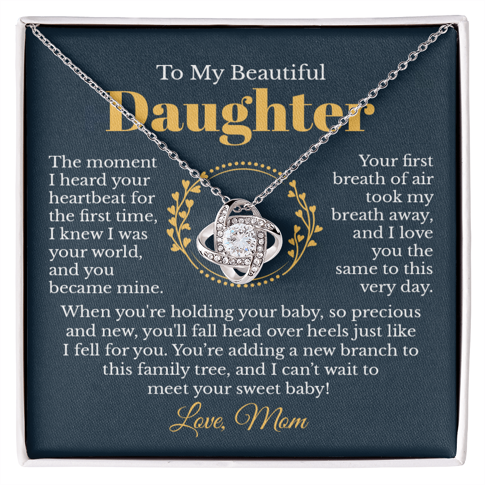 First Time Mom Gift for Daughter from Mother Message Card Necklace Jewelry, Baby Shower Present Ideas, Pregnancy Meaningful Pendant 198d