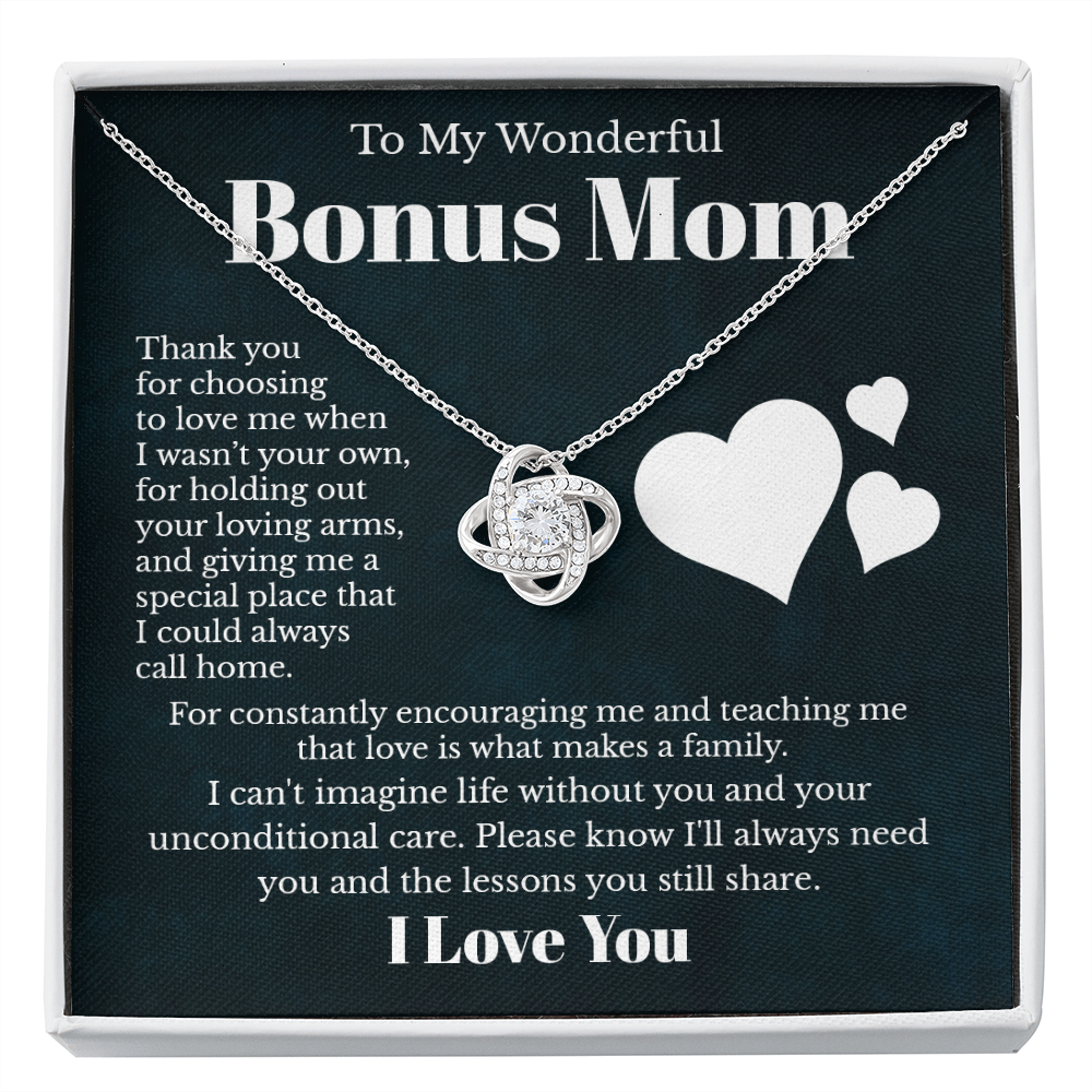 Bonus Mom Message Card Necklace Jewelry Gift from Step Daughter, Stepmom Present Idea from Stepdaugher, Unbiological Mama Pendant Ideas 203b