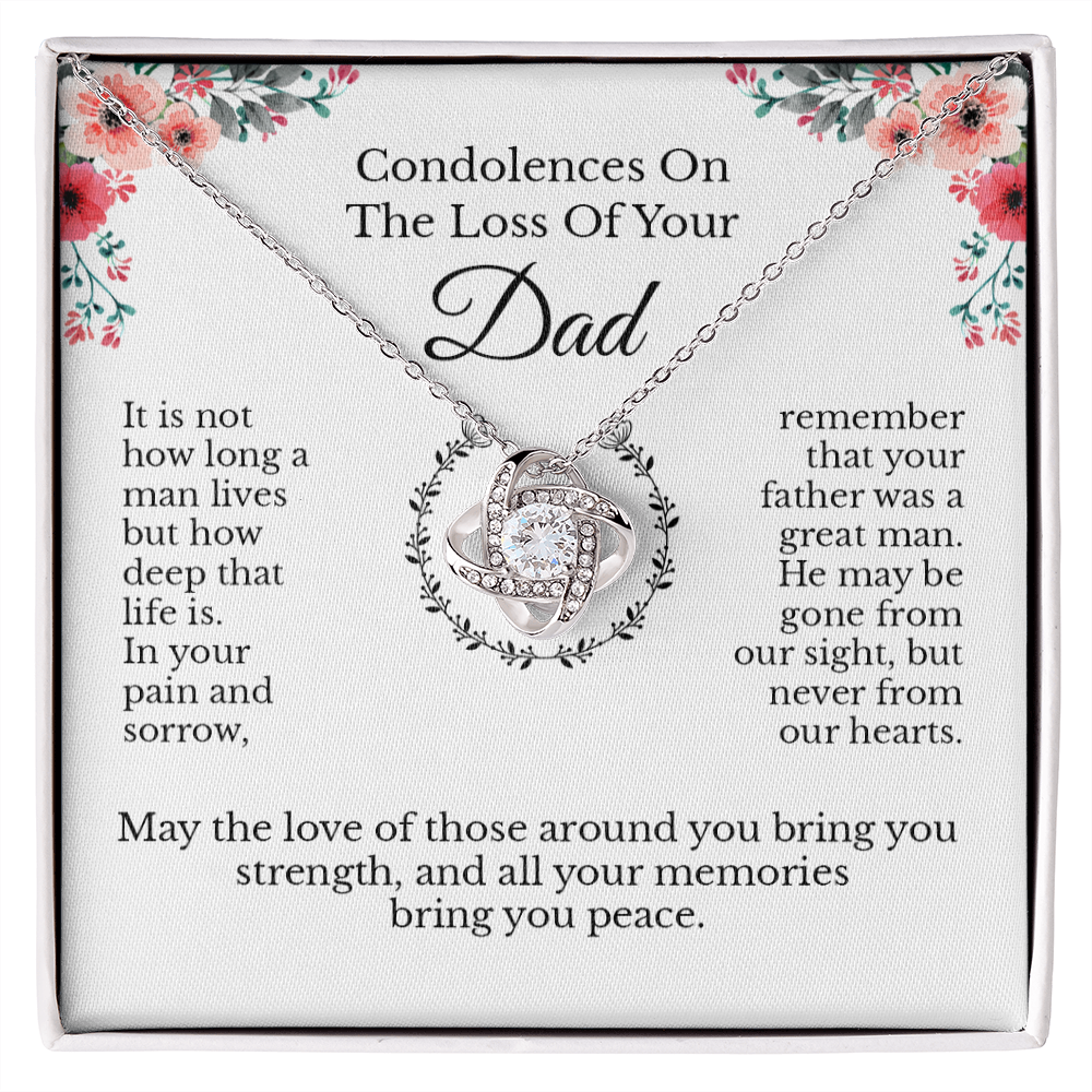 Loss of Dad Sympathy Memorial Message Card Necklace Jewelry, In Loving Memory of Loved One Funeral Bereavement RIP Pendant Present Idea 240b