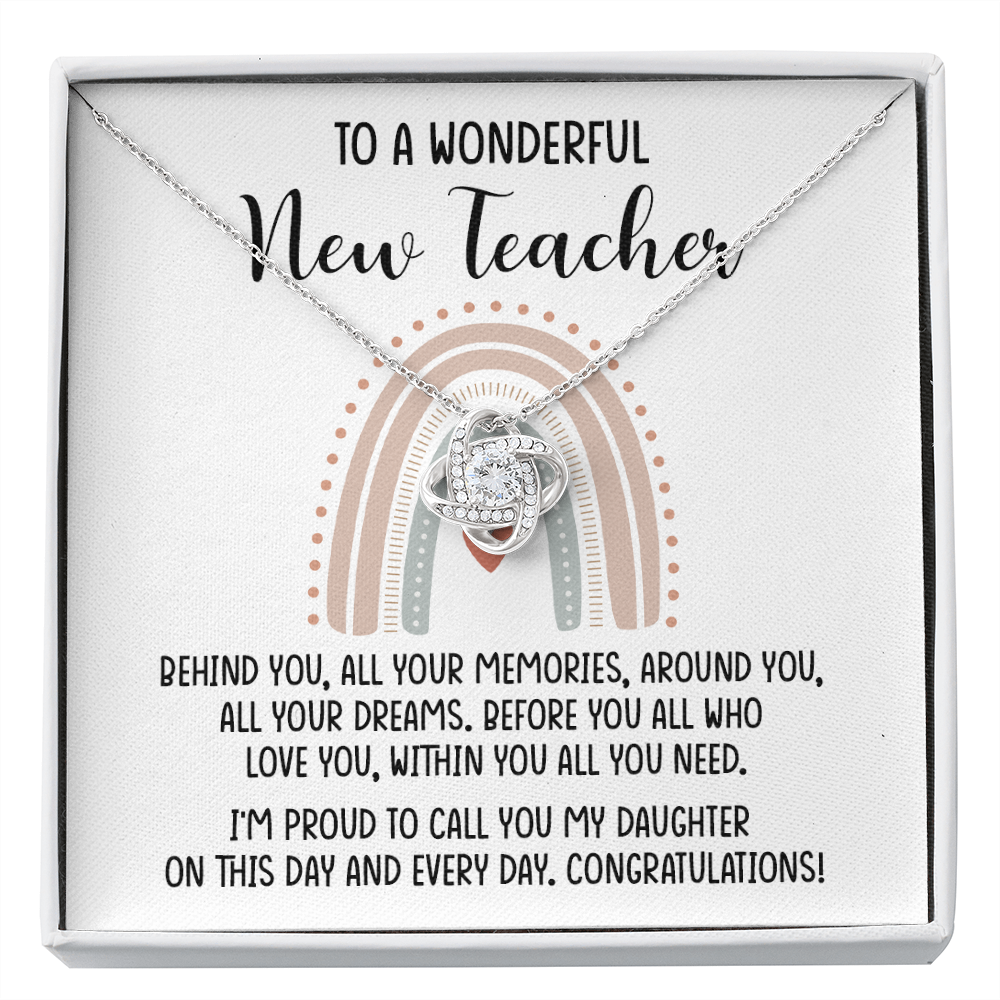 New Teacher Message Card Necklace Jewelry, Encourage Message Card Present Idea for New Teacher, Positive Message Pendant for Educator 207a