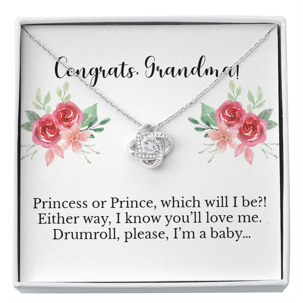 Grandma Baby Announcement Necklace with Card, Grandma Gender Reveal Gift, First Time Grandma Gift 40o