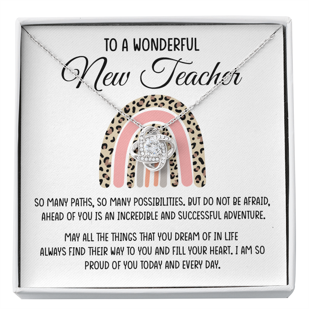 New Teacher Message Card Necklace Jewelry, Encourage Message Card Present Idea for New Teacher, Positive Message Pendant for Educator 207b