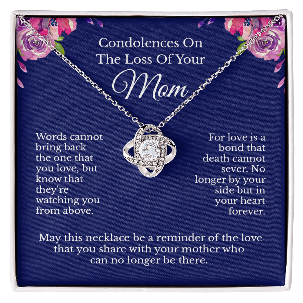 Loss of Mom Sympathy Memorial Message Card Necklace Jewelry, In Loving Memory of Loved One Funeral Bereavement RIP Pendant Present Idea 239d