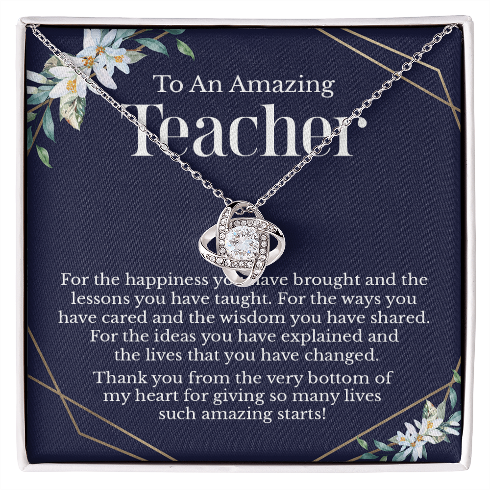 Teacher Appreciation Message Card Necklace Jewelry, Teacher's Day Mentor Gratitude Necklace Present Idea, Thank You Pendant for Women 213b