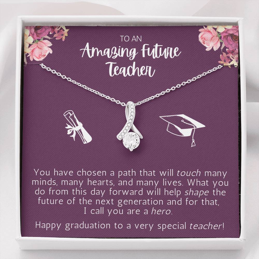 Teacher Graduation Gift for Daughter from Mom, Graduation Necklace for Future Teacher