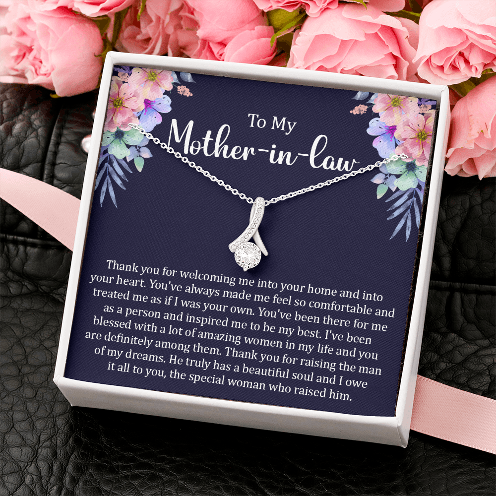 Mother in Law Gift Message Card Necklace Jewelry Gifts Idea from Daughter in Law,  Sentimental Meaningful Bonus Mom Gift Present Ideas F
