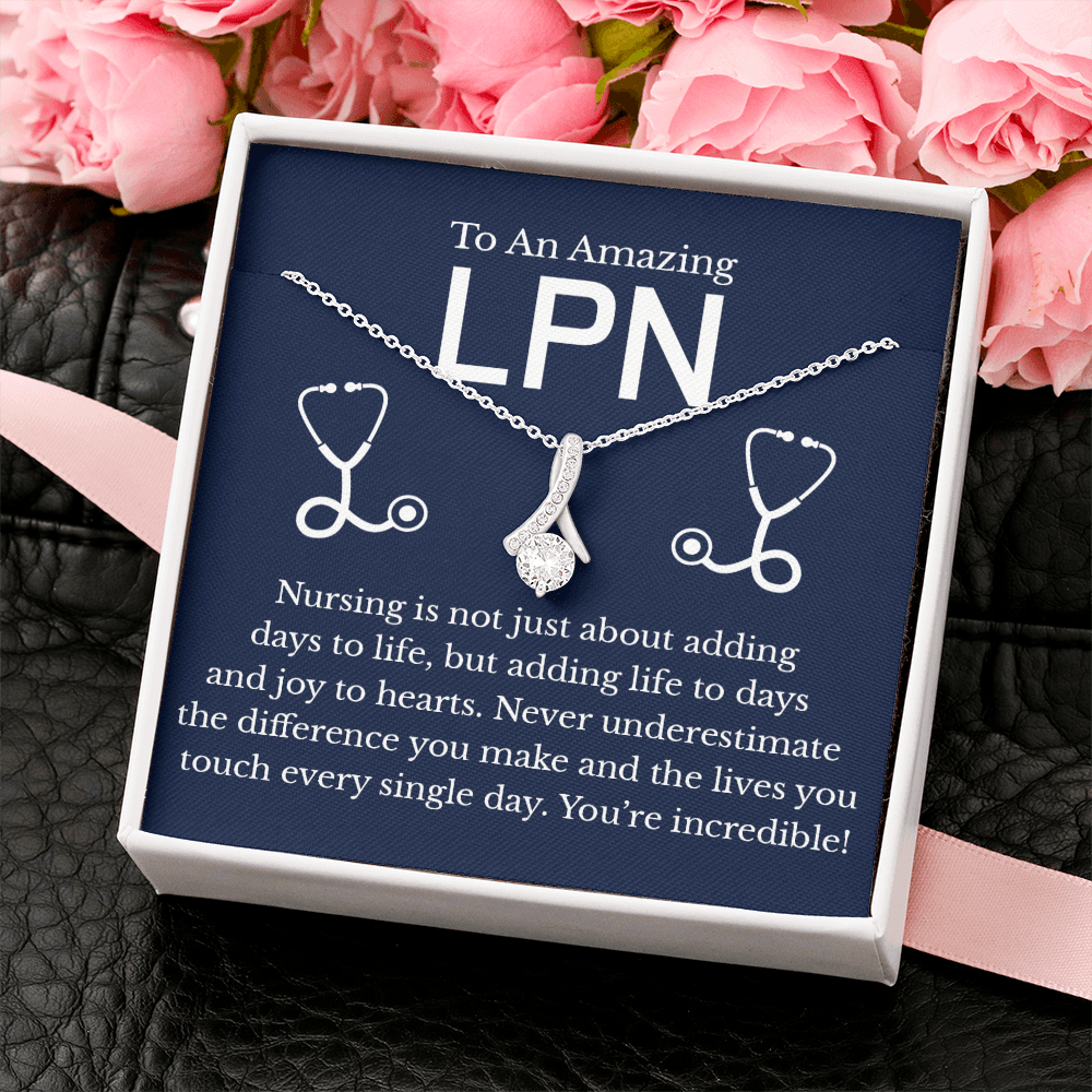 LPN Appreciation Message Card Necklace, License Practical Nurse Thank You Gifts Present Idea, Healthcare Meaningful Recovery Pendant 190c