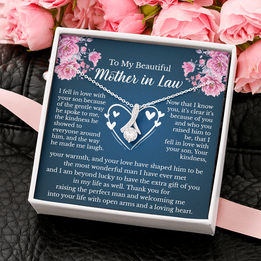 Mother in Law Gift Message Card Necklace Jewelry Gifts Idea from Daughter in Law,  Sentimental Meaningful Bonus Mom Gift Present Ideas D