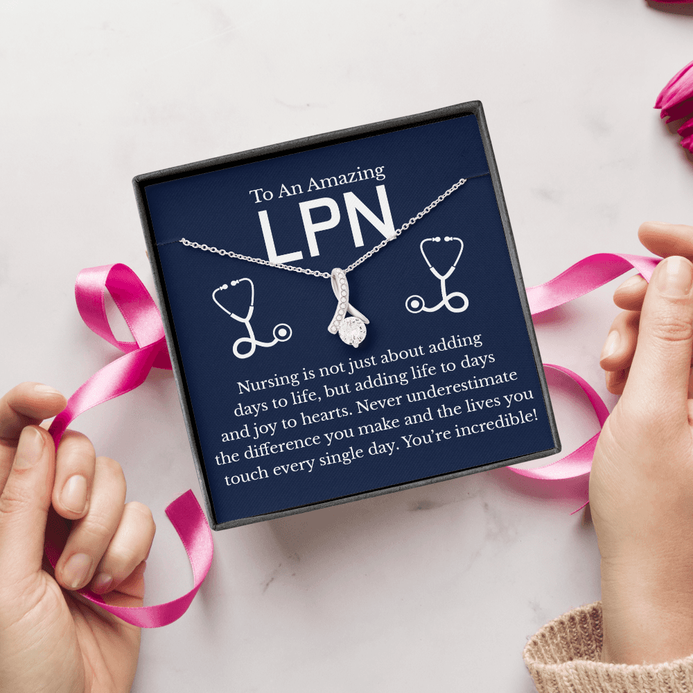 LPN Appreciation Message Card Necklace, License Practical Nurse Thank You Gifts Present Idea, Healthcare Meaningful Recovery Pendant 190c