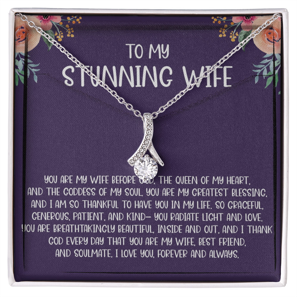 Appreciation Message Card Necklace Jewelry for Wife from Husband, Soulmate Meaningful Romantic Sentimental Pendant Present Idea for Her S
