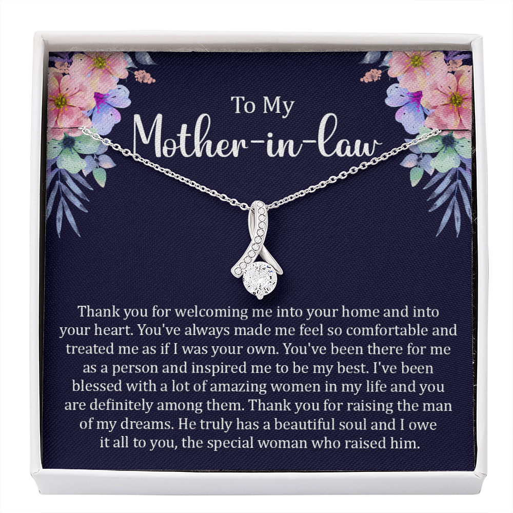 Mother in Law Gift Message Card Necklace Jewelry Gifts Idea from Daughter in Law,  Sentimental Meaningful Bonus Mom Gift Present Ideas F