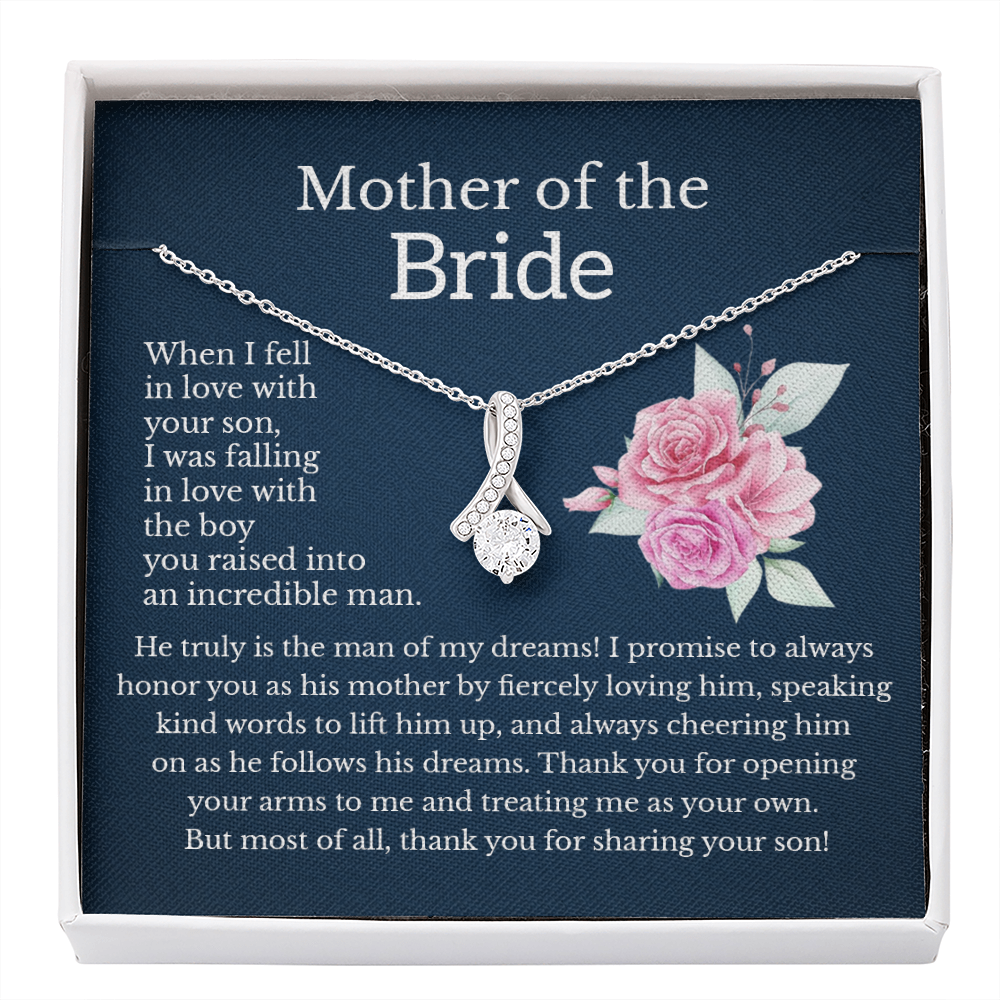 Mother in Law Gift from Groom Message Card Necklace Jewelry Gifts, To My Bride's Mom Gift Present Ideas, Meaningful Bonus Mom Pendant F