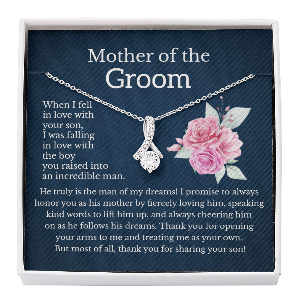 Mother in Law Gift from Bride Message Card Necklace Jewelry Gifts, To My Groom's Mom Gift Present Ideas, Meaningful Bonus Mom Pendant F