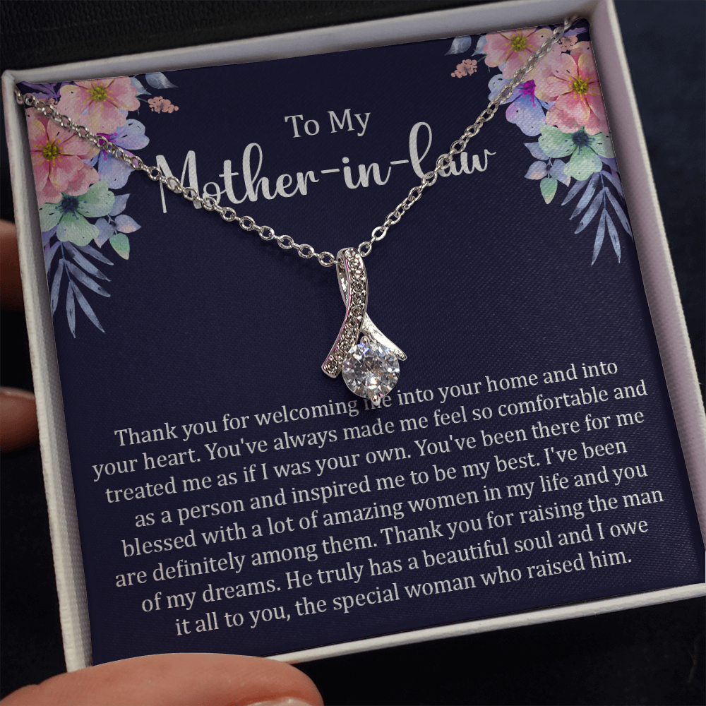 Mother in Law Gift Message Card Necklace Jewelry Gifts Idea from Daughter in Law,  Sentimental Meaningful Bonus Mom Gift Present Ideas F