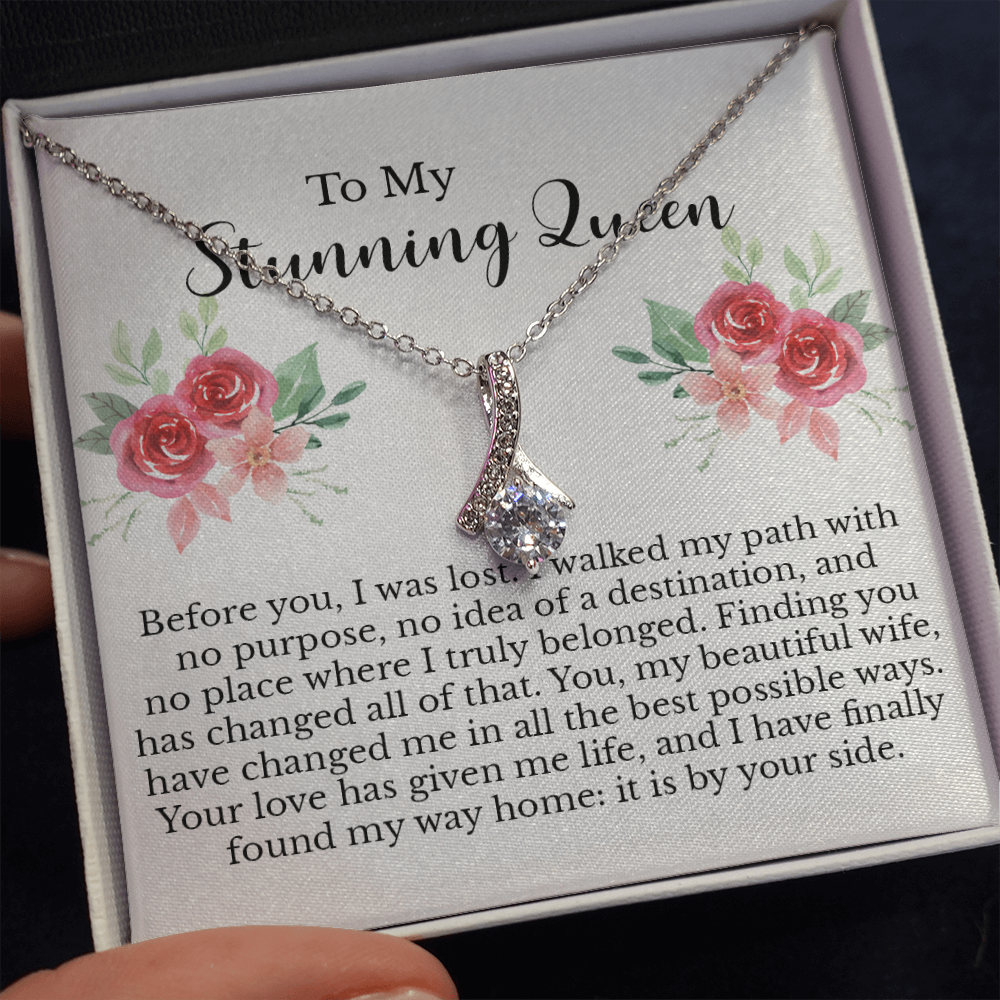 Appreciation Message Card Necklace Jewelry for Wife from Husband, Soulmate Meaningful Romantic Sentimental Pendant Present Idea for Her L