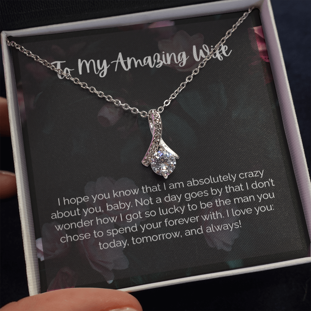 Appreciation Message Card Necklace Jewelry for Wife from Husband, Soulmate Meaningful Romantic Sentimental Pendant Present Idea for Her F