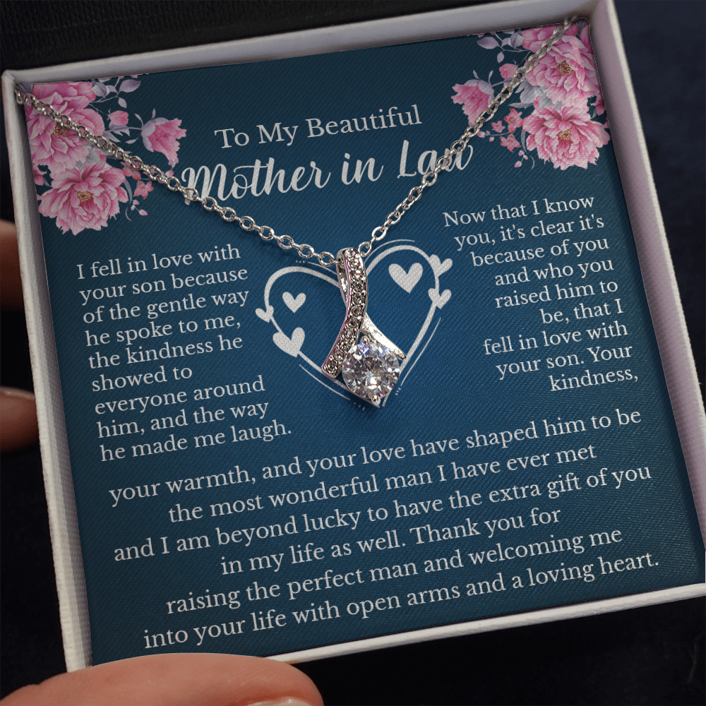 Mother in Law Gift Message Card Necklace Jewelry Gifts Idea from Daughter in Law,  Sentimental Meaningful Bonus Mom Gift Present Ideas D