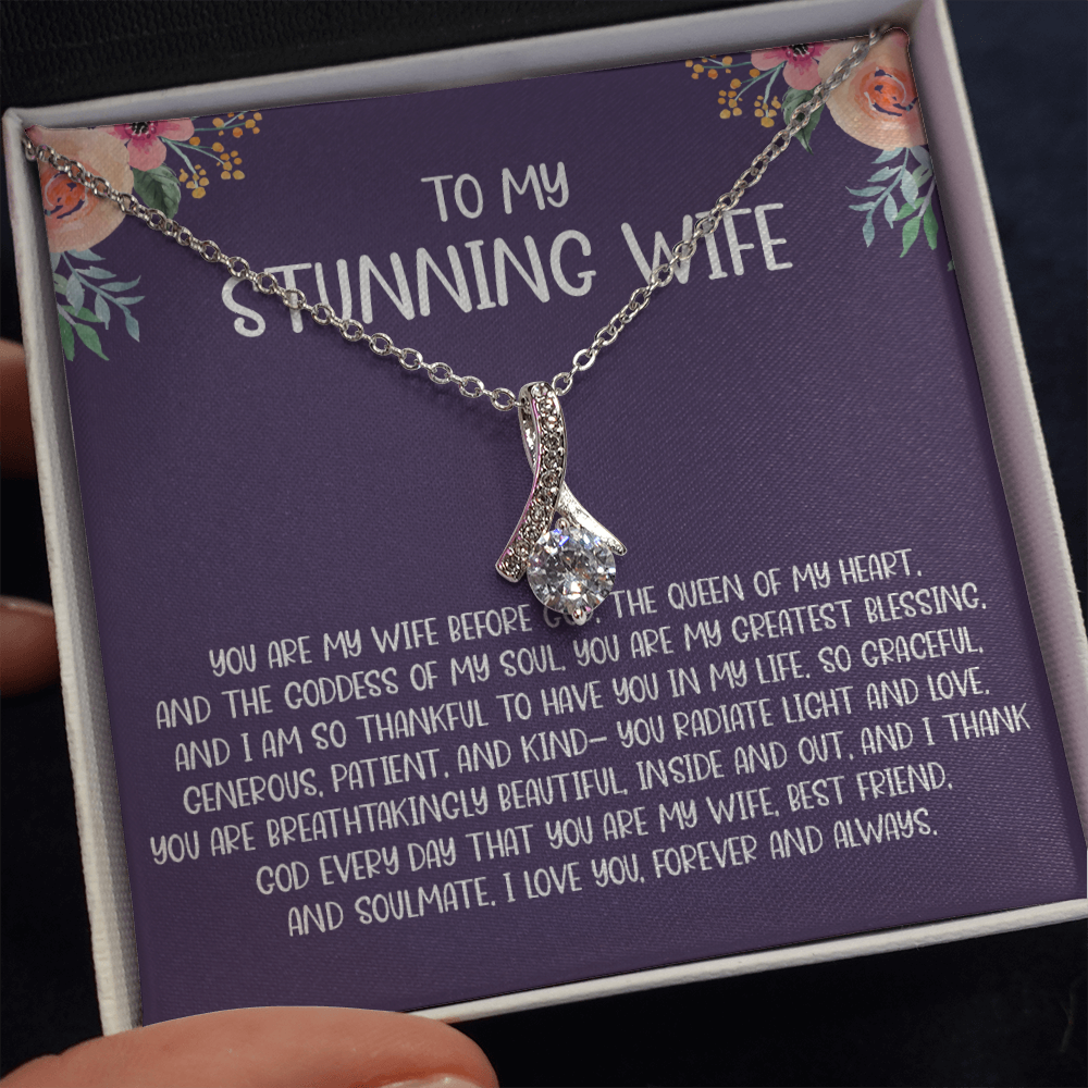 Appreciation Message Card Necklace Jewelry for Wife from Husband, Soulmate Meaningful Romantic Sentimental Pendant Present Idea for Her S