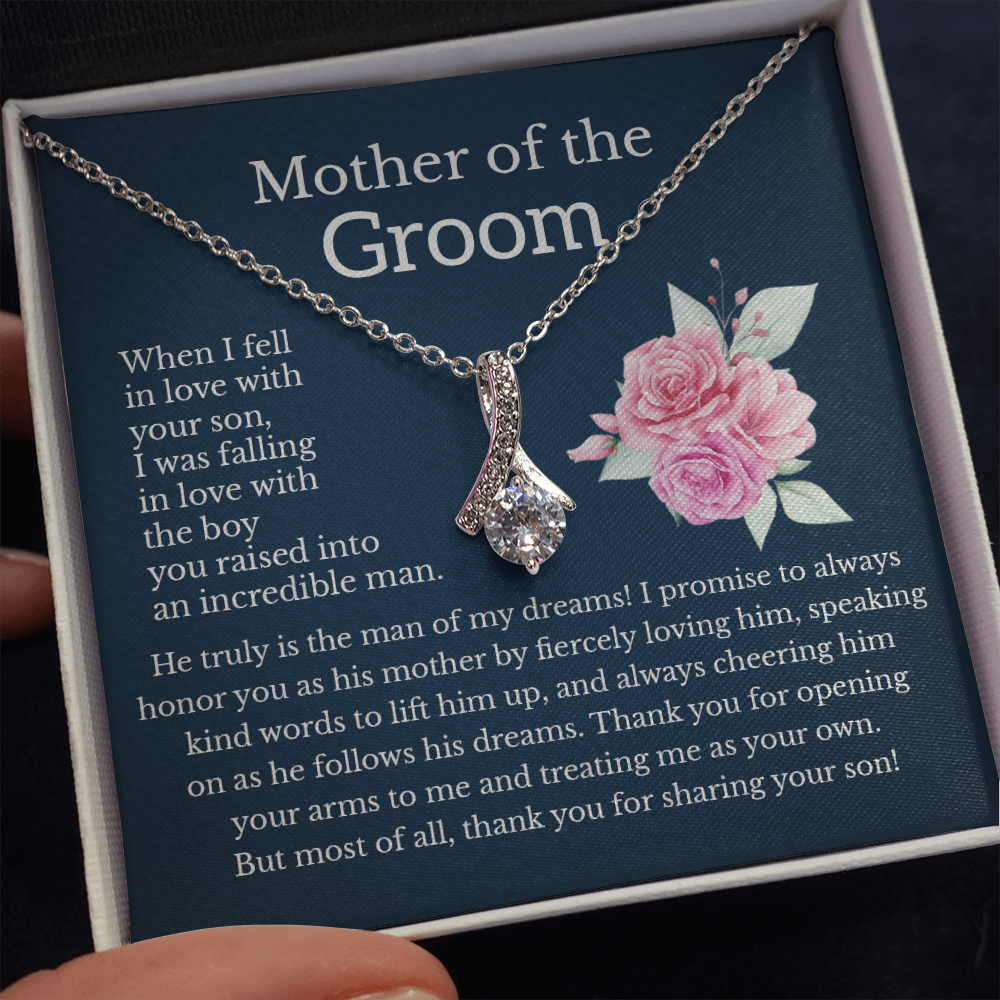 Mother in Law Gift from Bride Message Card Necklace Jewelry Gifts, To My Groom's Mom Gift Present Ideas, Meaningful Bonus Mom Pendant F
