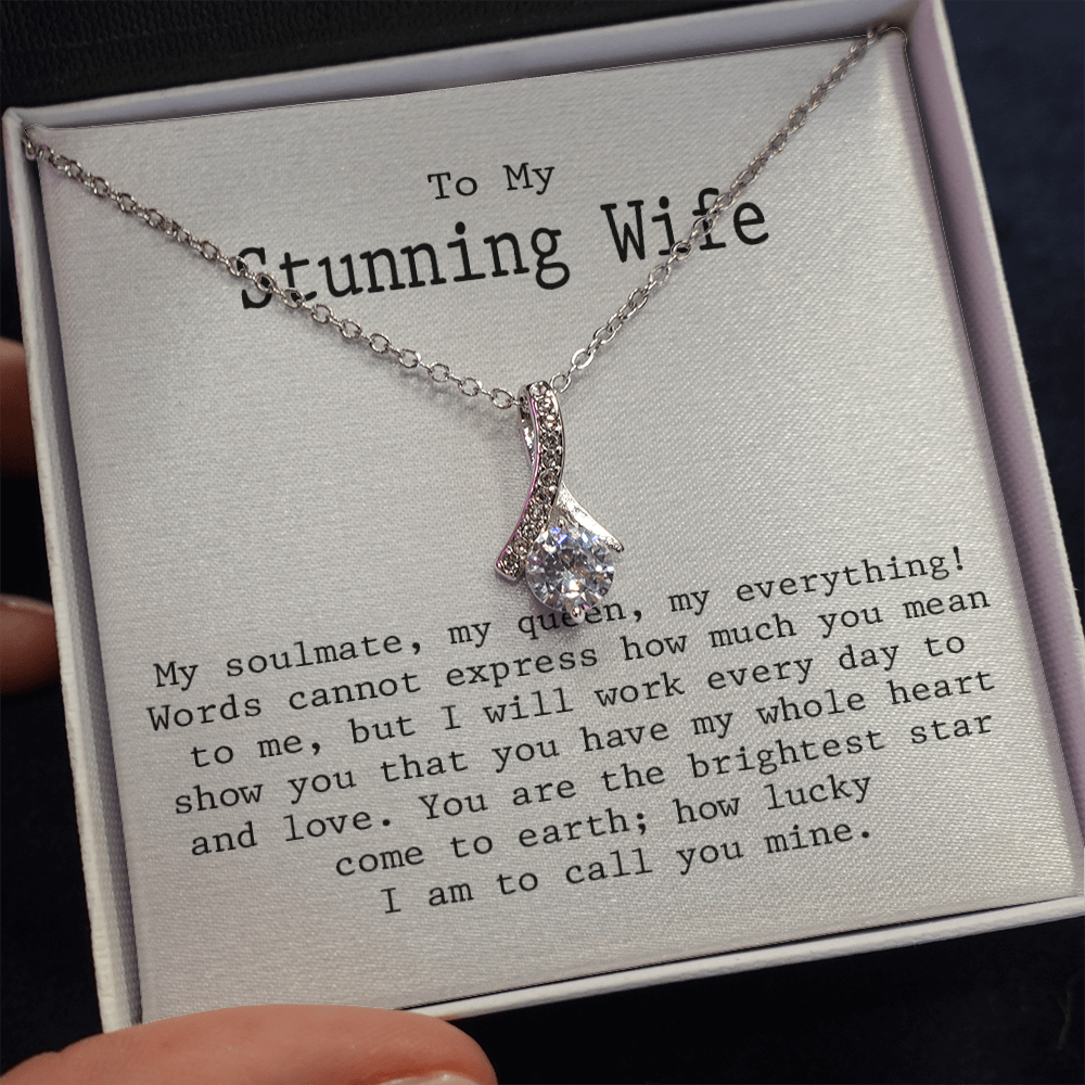 Appreciation Message Card Necklace Jewelry for Wife from Husband, Soulmate Meaningful Romantic Sentimental Pendant Present Idea for Her Q