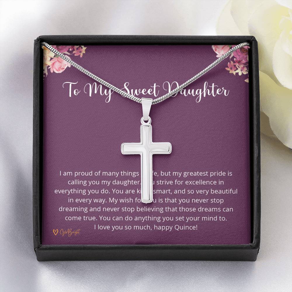Quinceañera Gift for Her, Quinceanera Cross Necklace Jewelry, Regalos Para Quinceañera, Sweet Fifteen Gifts, Quince Años Gift 1035o