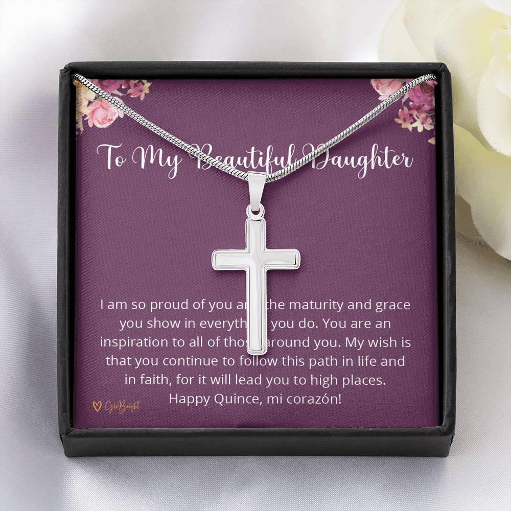 Quinceañera Gift for Her, Quinceanera Cross Necklace Jewelry, Regalos Para Quinceañera, Sweet Fifteen Gifts, Quince Años Gift 1035m