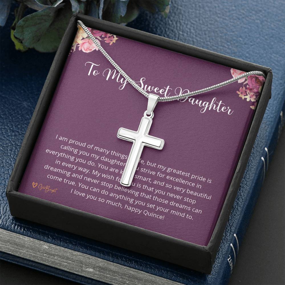 Quinceañera Gift for Her, Quinceanera Cross Necklace Jewelry, Regalos Para Quinceañera, Sweet Fifteen Gifts, Quince Años Gift 1035o