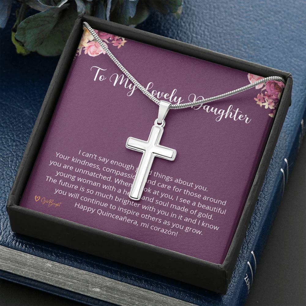 Quinceañera Gift for Her, Quinceanera Cross Necklace Jewelry, Regalos Para Quinceañera, Sweet Fifteen Gifts, Quince Años Gift 1035q