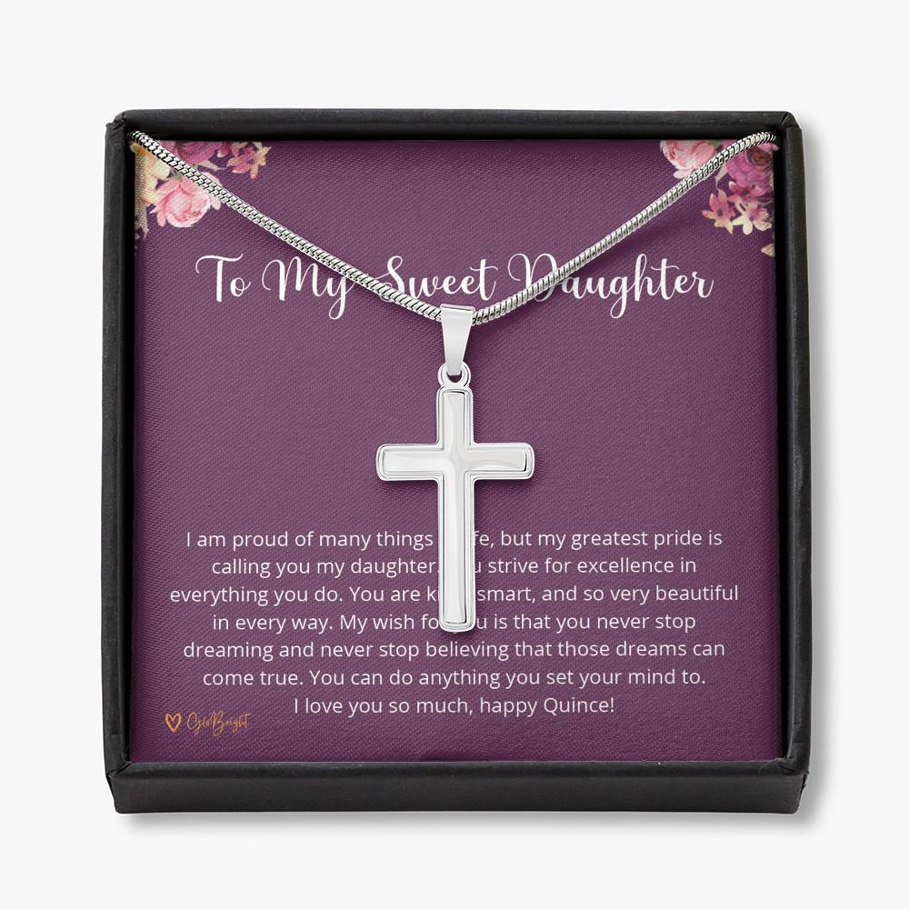 Quinceañera Gift for Her, Quinceanera Cross Necklace Jewelry, Regalos Para Quinceañera, Sweet Fifteen Gifts, Quince Años Gift 1035o