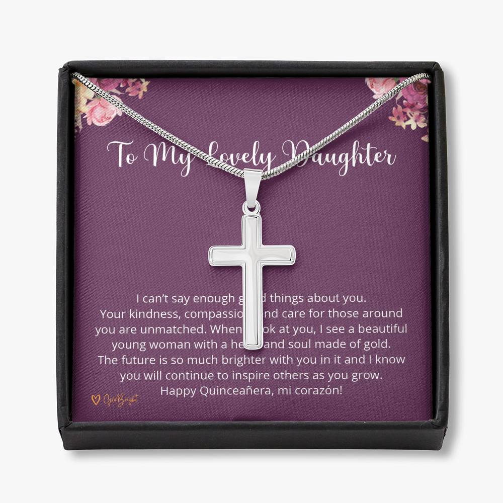 Quinceañera Gift for Her, Quinceanera Cross Necklace Jewelry, Regalos Para Quinceañera, Sweet Fifteen Gifts, Quince Años Gift 1035q