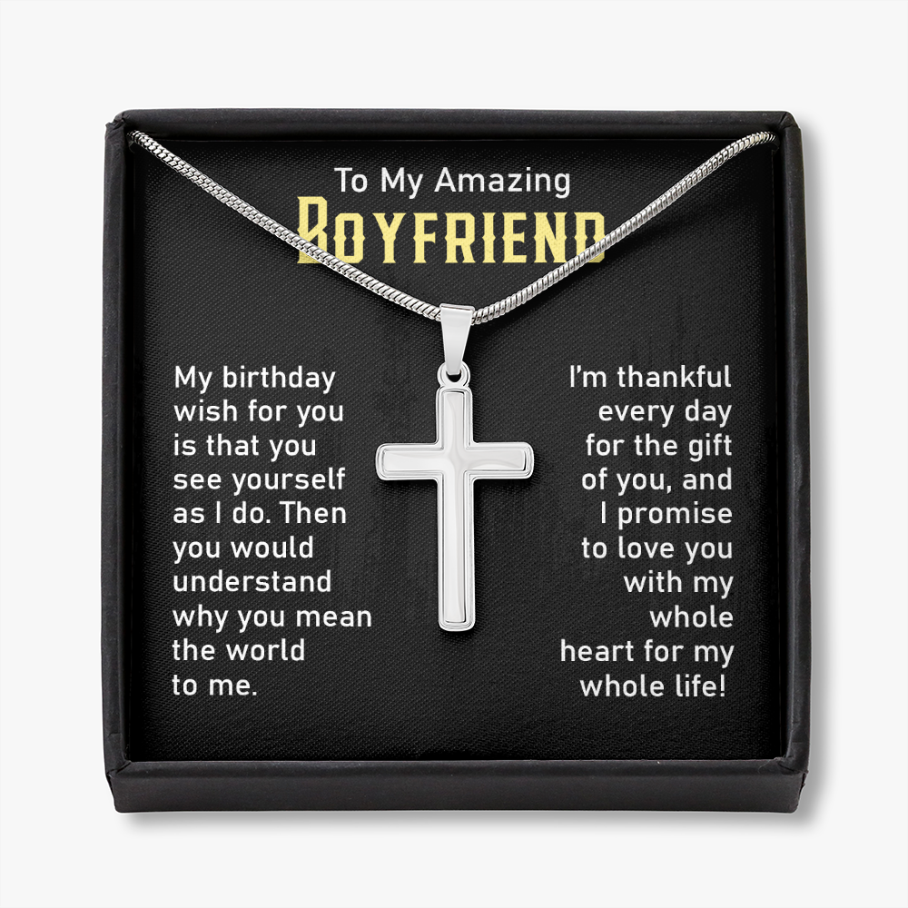 Boyfriend's Birthday Message Card Necklace Jewelry from Girlfriend, To My Special Someone Appreciation Pendant Present Ideas for Men 231b
