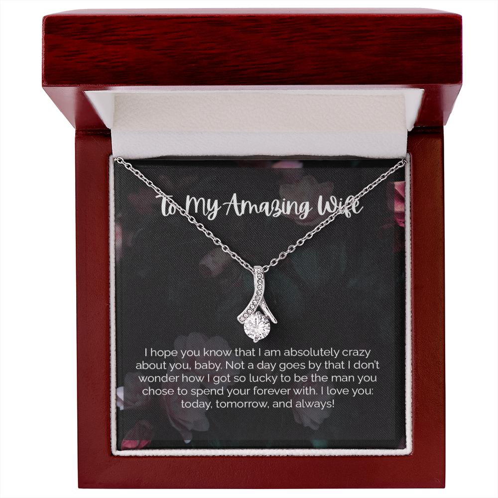 Appreciation Message Card Necklace Jewelry for Wife from Husband, Soulmate Meaningful Romantic Sentimental Pendant Present Idea for Her F