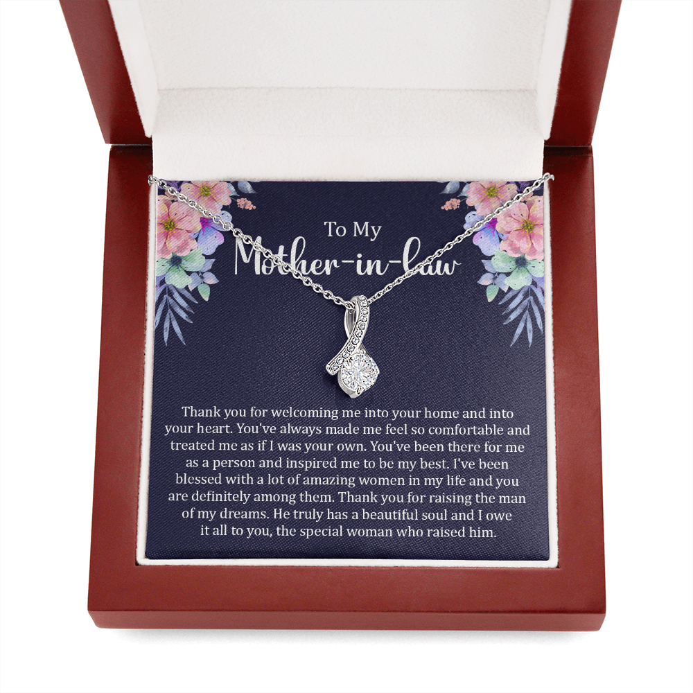 Mother in Law Gift Message Card Necklace Jewelry Gifts Idea from Daughter in Law,  Sentimental Meaningful Bonus Mom Gift Present Ideas F