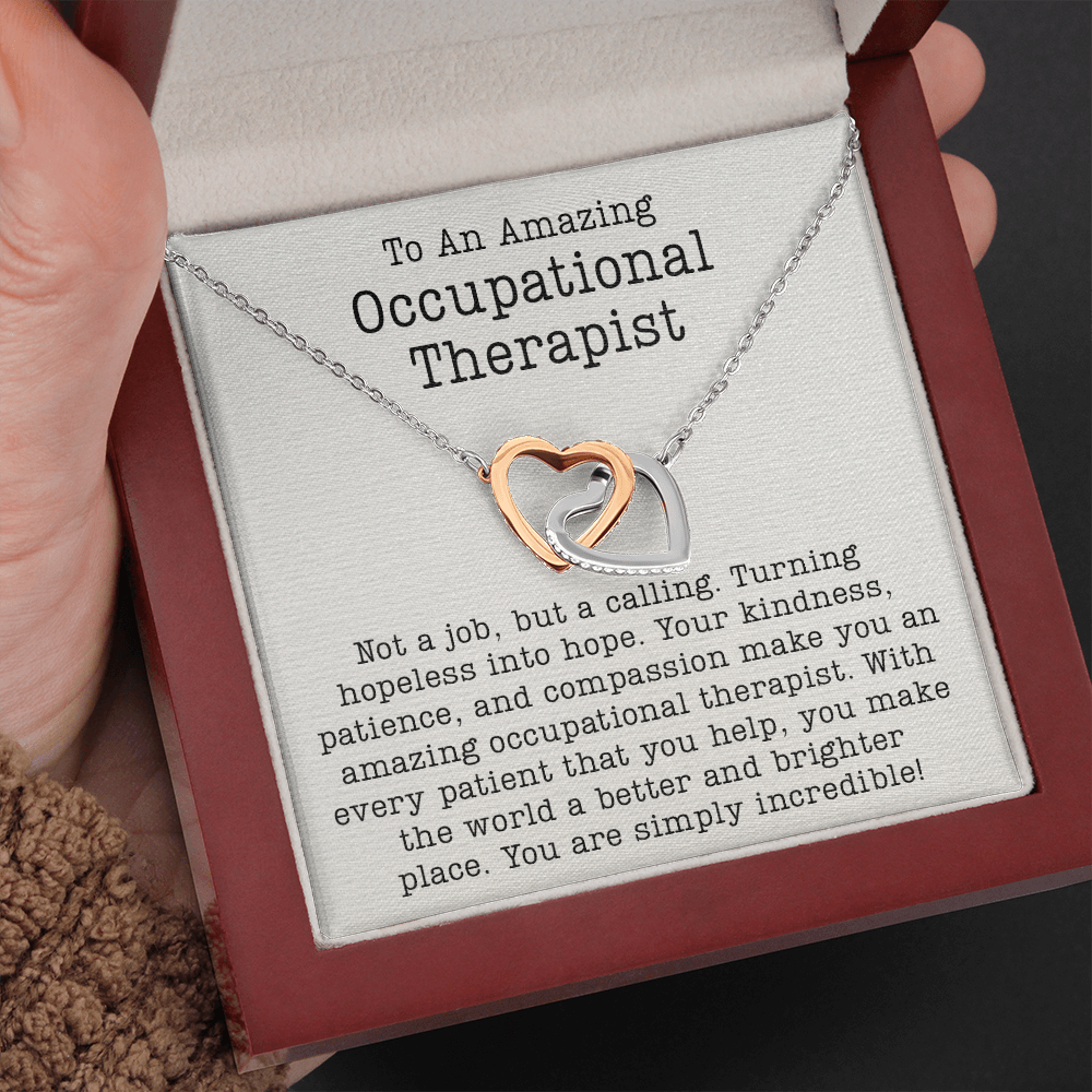 Occupational Therapist Message Card Necklace Gifts, OT Appreciation Gift Pendant Ideas, Best Occupational Therapist Present for Women 187b