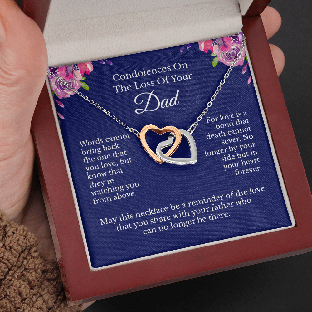 Loss of Dad Sympathy Memorial Message Card Necklace Jewelry, In Loving Memory of Loved One Funeral Bereavement RIP Pendant Present Idea 240d