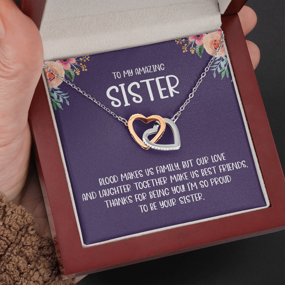 To My Bestfriend Sister Message Card Necklace Jewelry for Best Sister Ever, Birthday Christmas Present Idea, Besties Forever Pendant Gifts A
