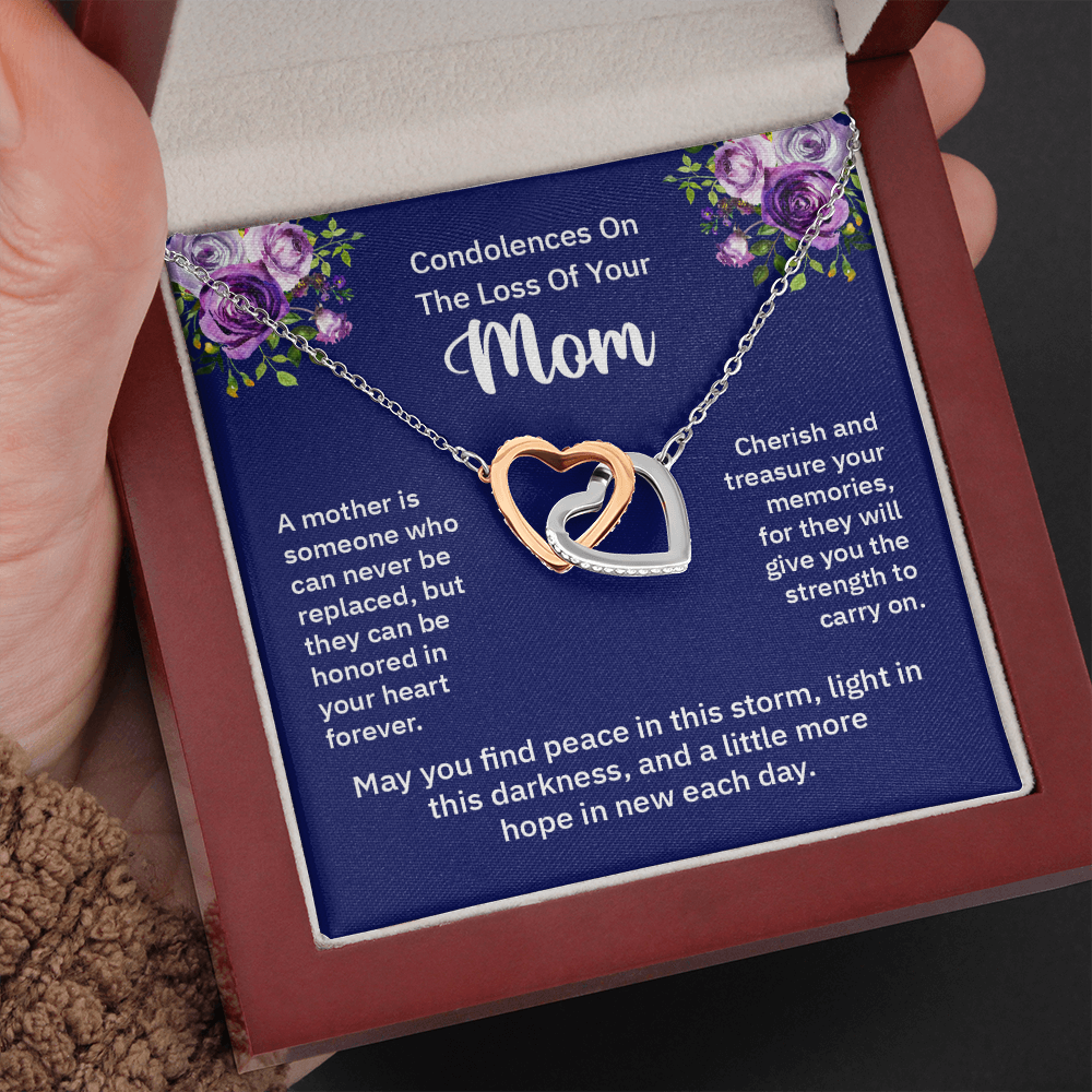 Loss of Mom Sympathy Memorial Message Card Necklace Jewelry, In Loving Memory of Loved One Funeral Bereavement RIP Pendant Present Idea 239a