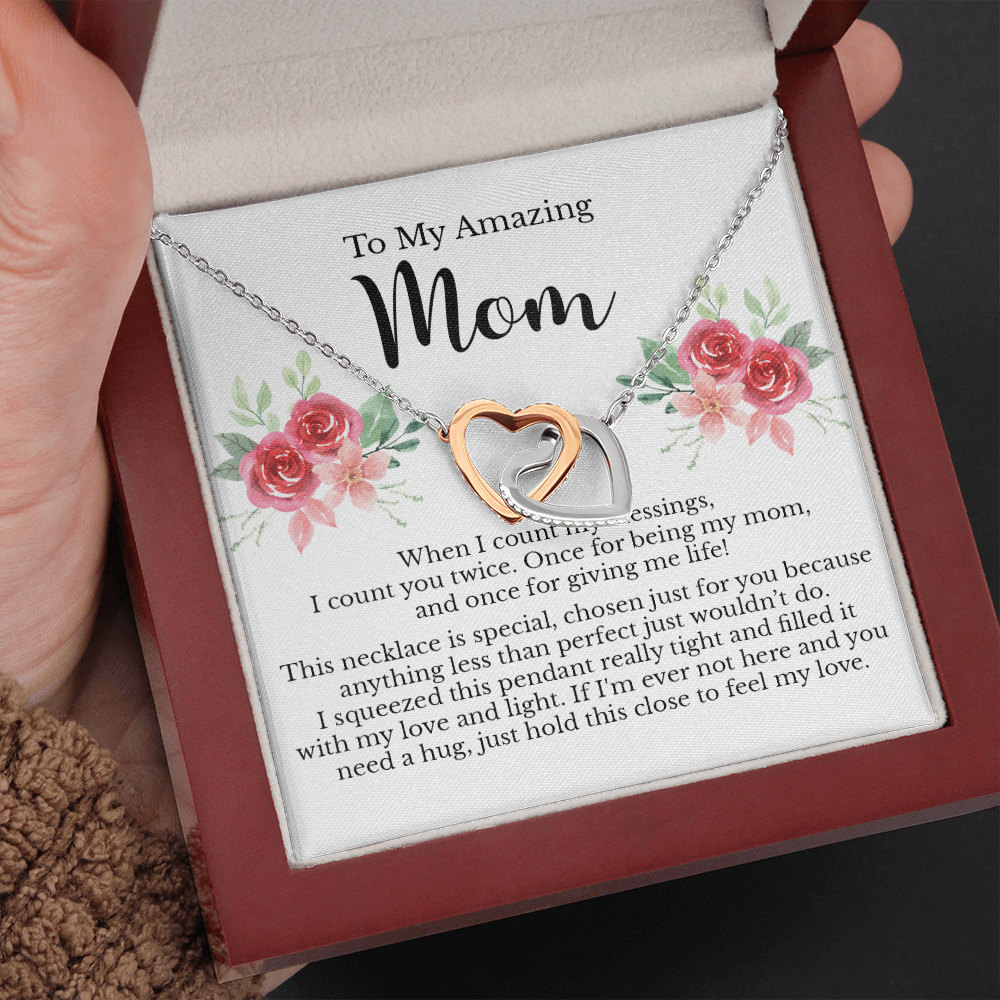 Best Mom Message Card Necklace Jewelry Gift from Child, Heartfelt Appreciation Present Idea for Mother, Mothers Day Thank You Pendant 219a