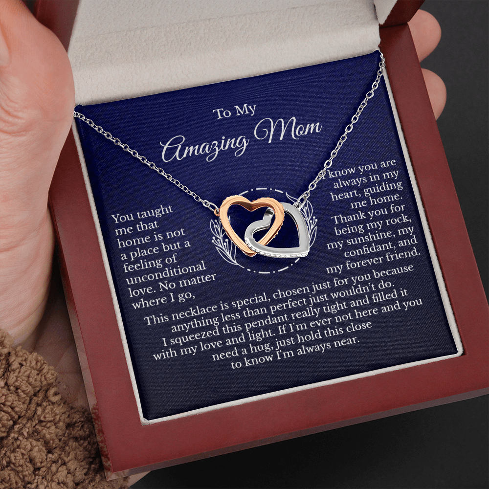 To My Amazing Mom Appreciation Message Card Necklace Jewelry from Child, Thank You Mama Sentimental Present Idea, Thoughtful Pendant 219c